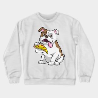 Bulldog with Piece of Pizza Crewneck Sweatshirt